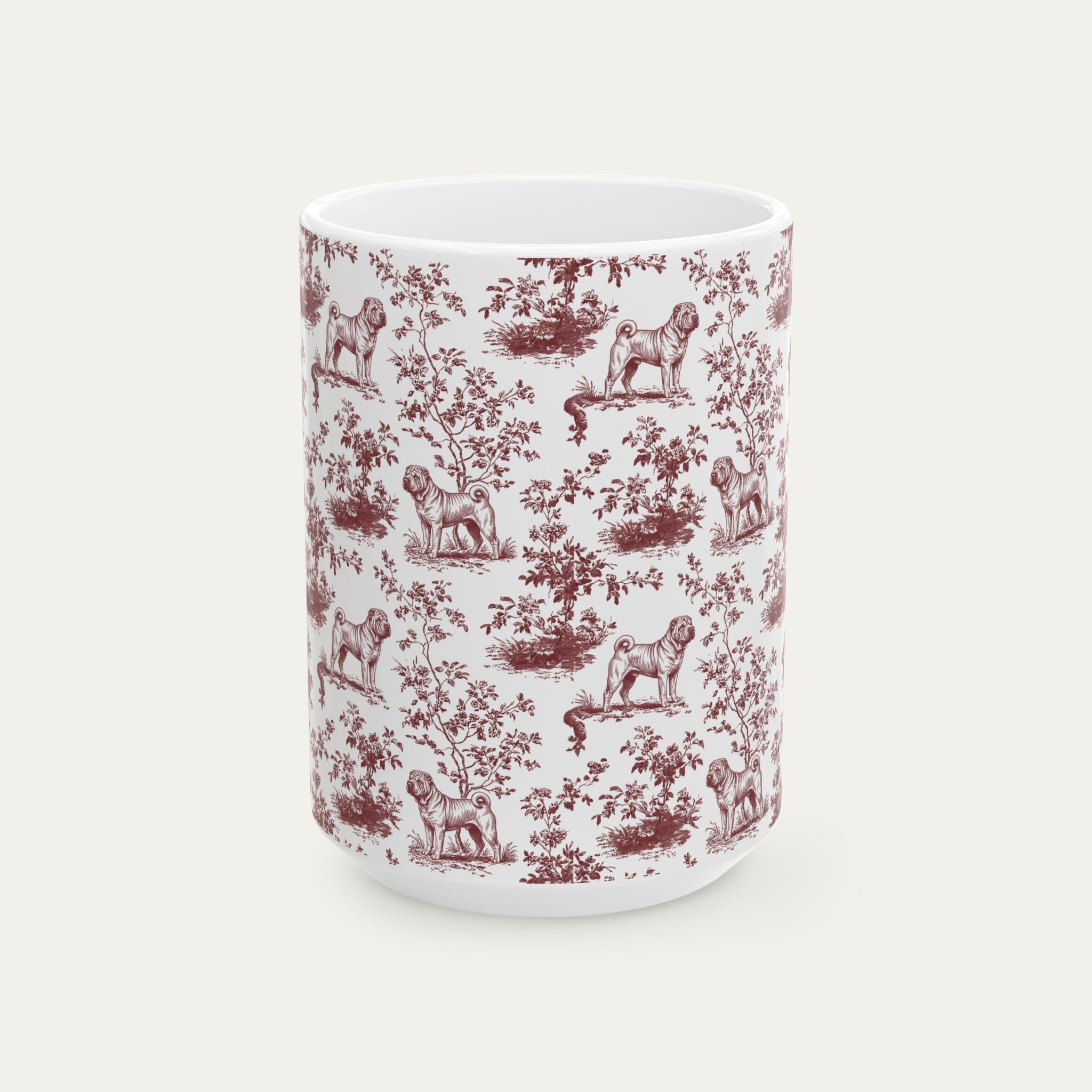Shar Pei Burgundy Toile Mug