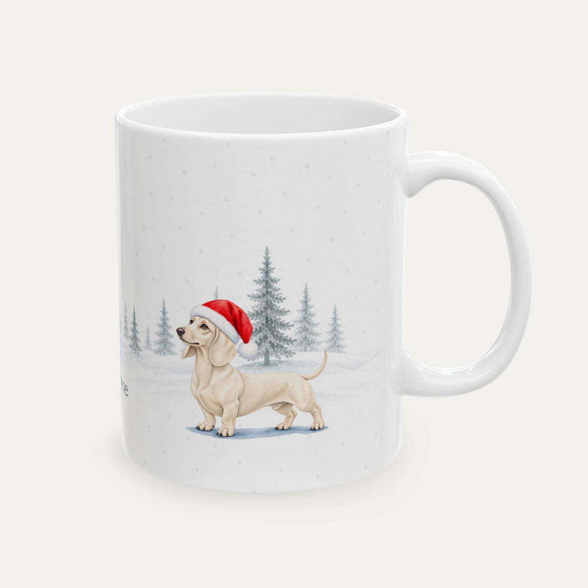 Custom Dachshund Cream Christmas  Santa Hat Mug