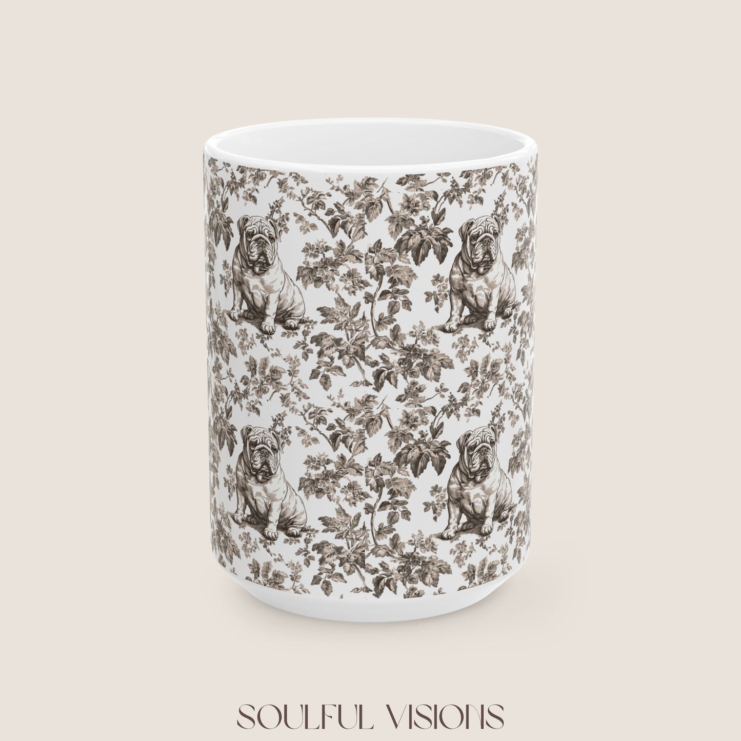 English Bulldog Toile De Jouy Mug