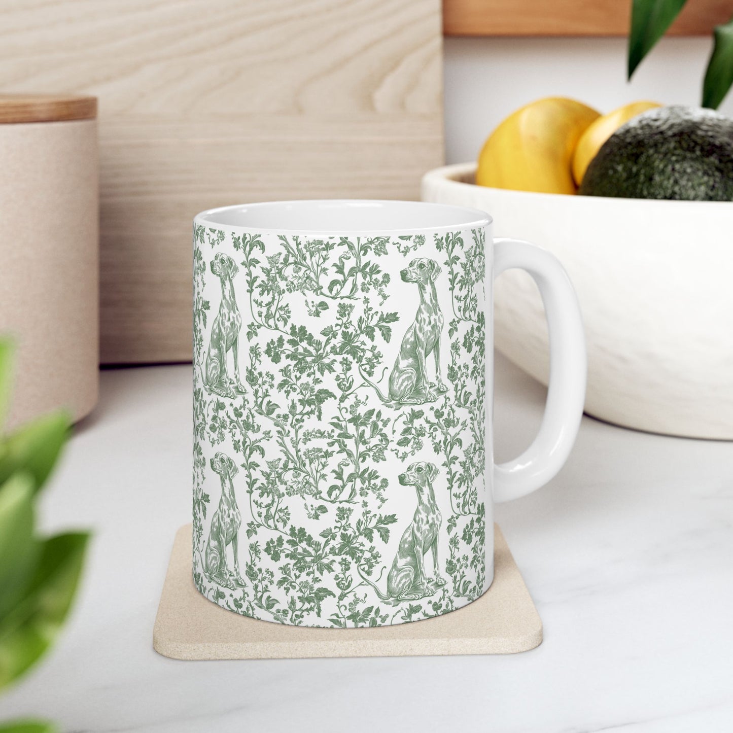 Whippet French Pastel Toile De Jouy Mug
