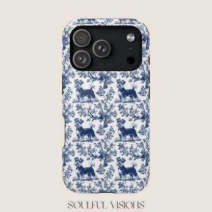 Miniature Schnauzer Toile De Jouy Magnetic Phone Case