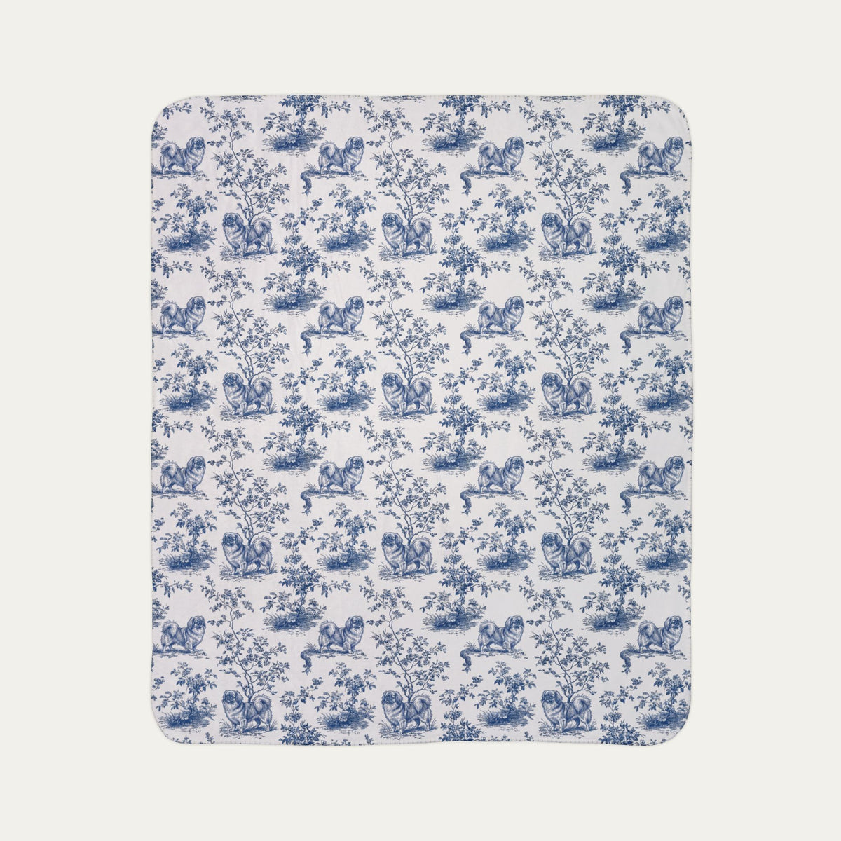 Pekingese Toile De Jouy Fleece Blanket