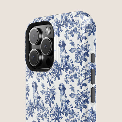 Brittany Spaniel Toile De Jouy Magnetic Phone Case