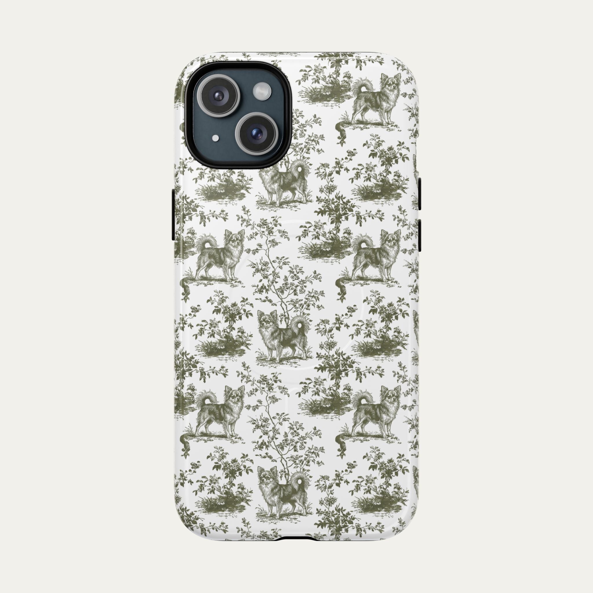 Chihuahua Longhaired Sage Green Toile phone Case