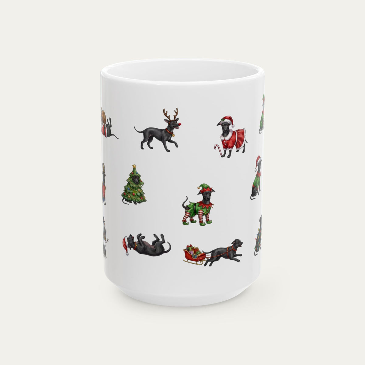 Greyhound Black Christmas Mug