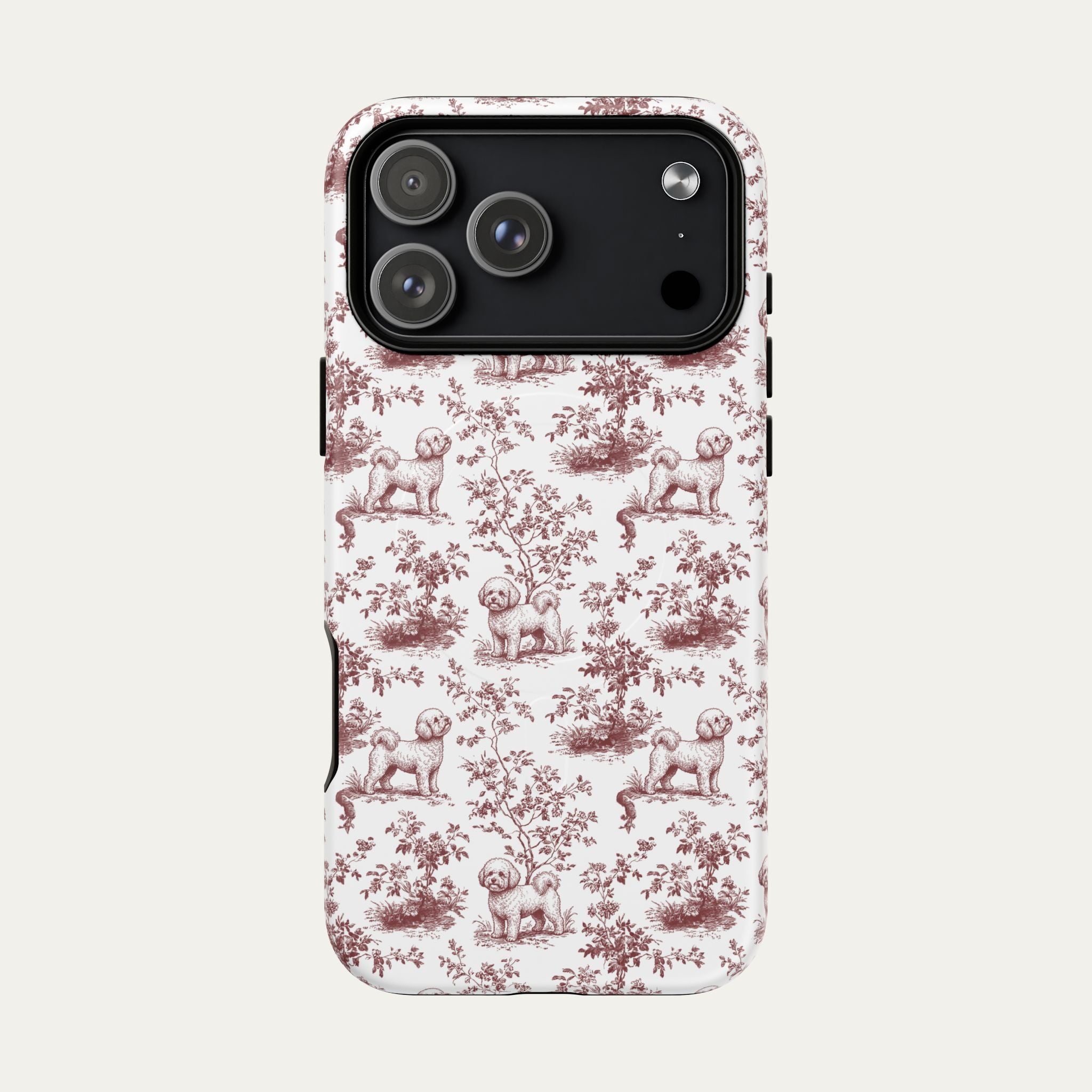 Bichon Frise Burgundy Toile phone Case