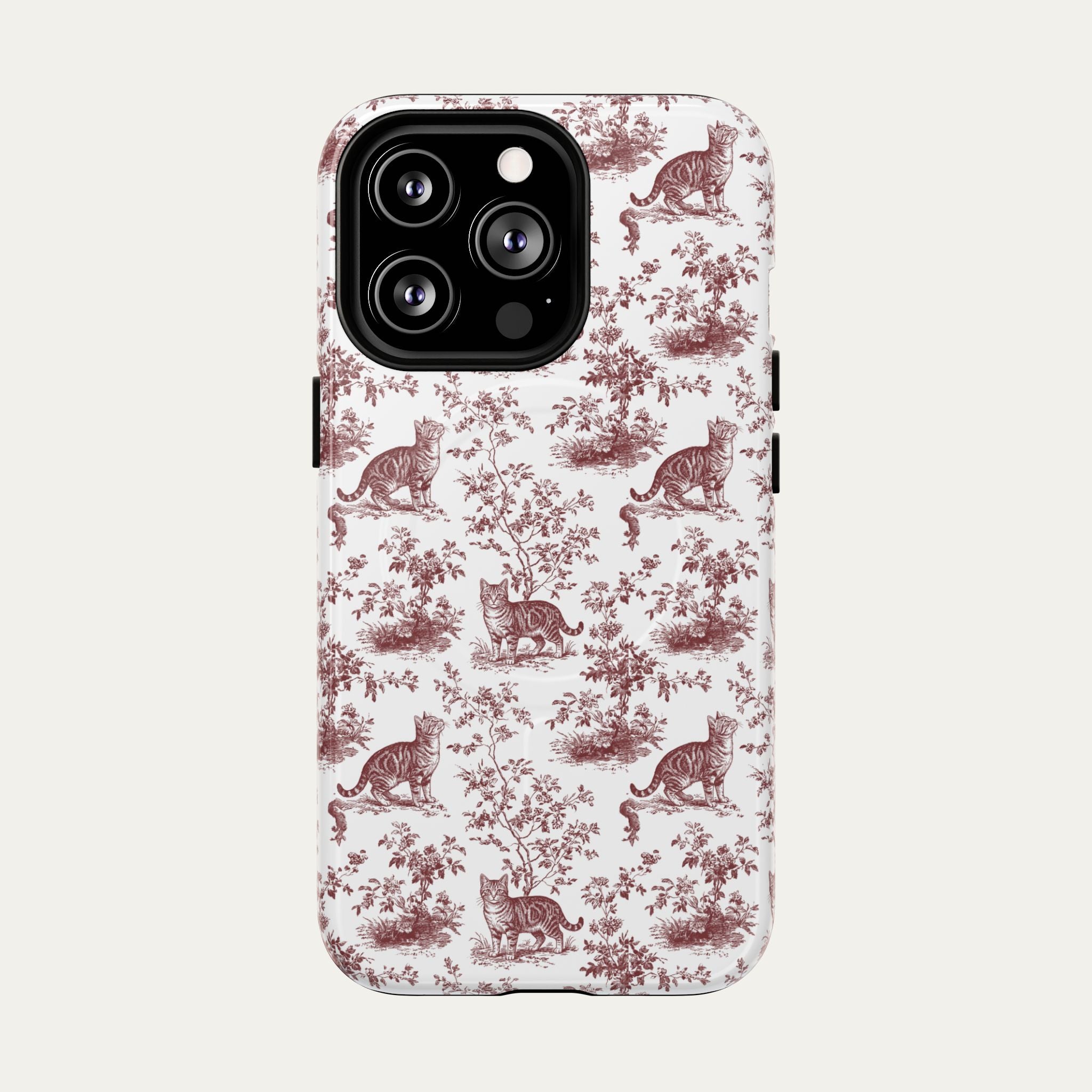 Tabby Cat Burgundy Toile phone Case