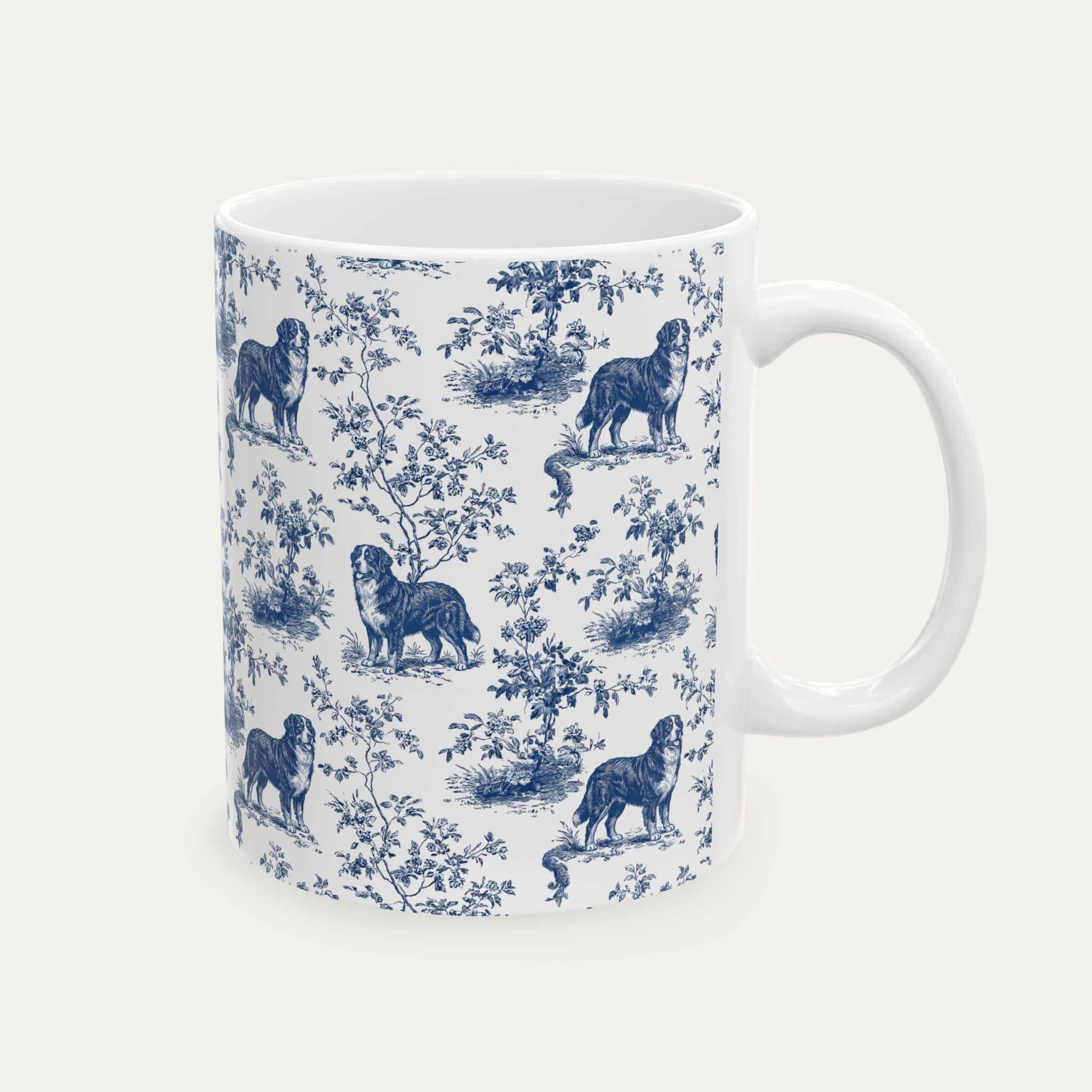 Bernese Mountain Blue Toile Mug