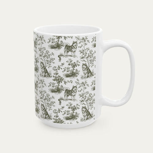 Alaskan Malamute Sage Green Toile Mug
