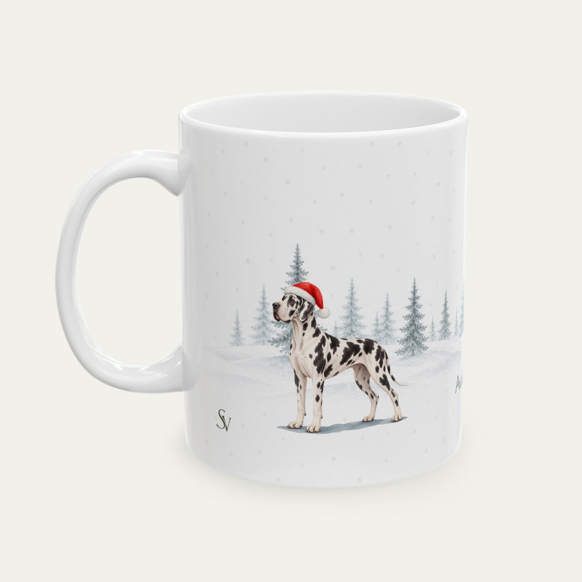 Custom Great Dane Harlequin  Christmas Santa Hat Mug