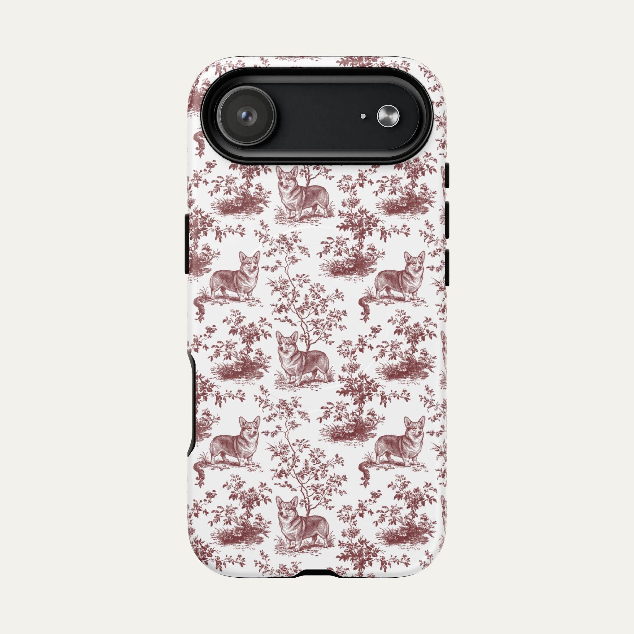 Corgi Burgundy Toile phone Case