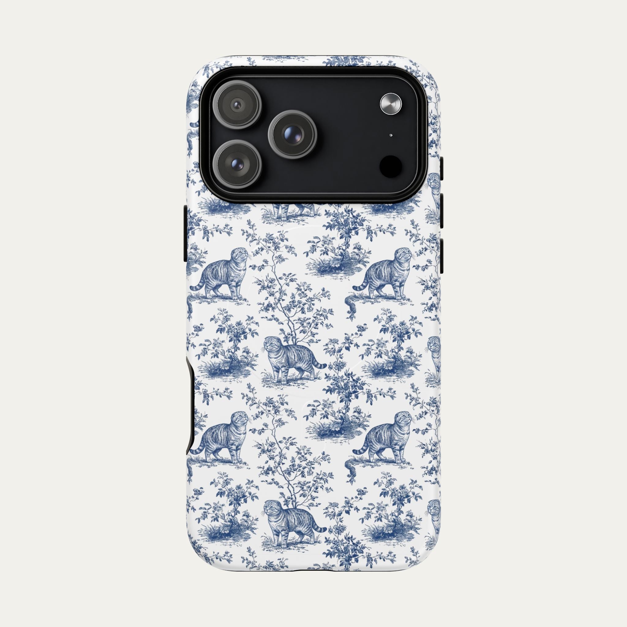 Cat Blue Toile Phone Case
