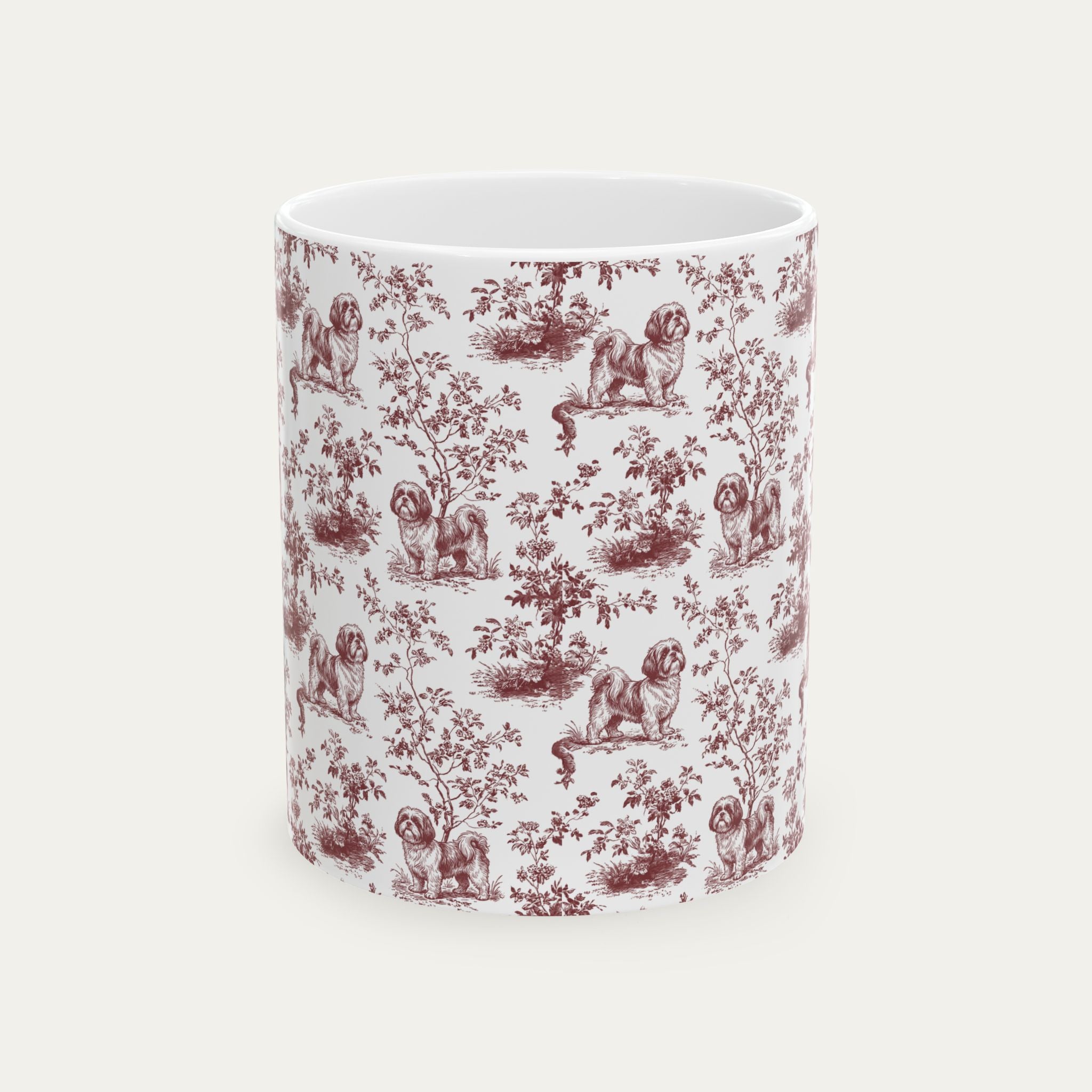Shih Tzu Burgundy Toile Mug