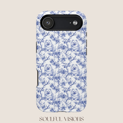 Pomeranian Toile De Jouy Magnetic Phone Case
