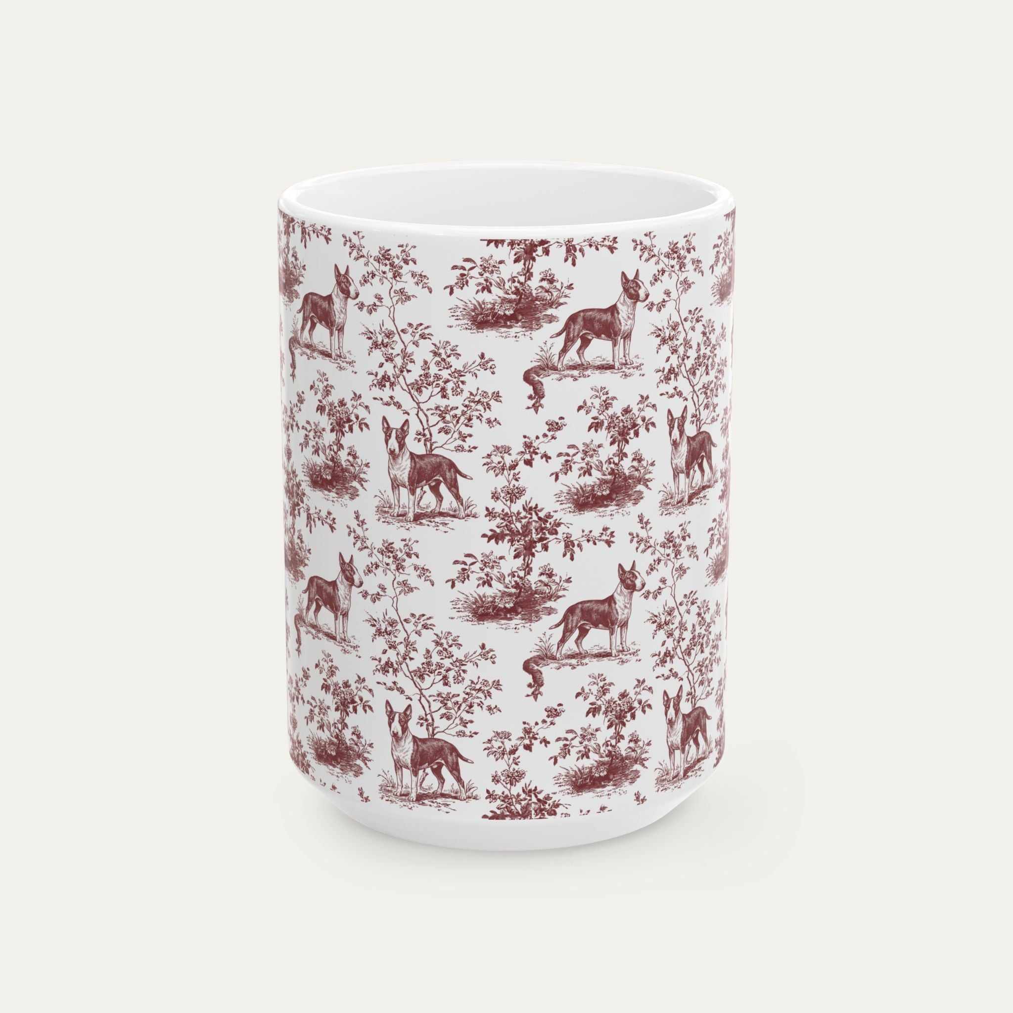 Bull Terrier Burgundy Toile Mug