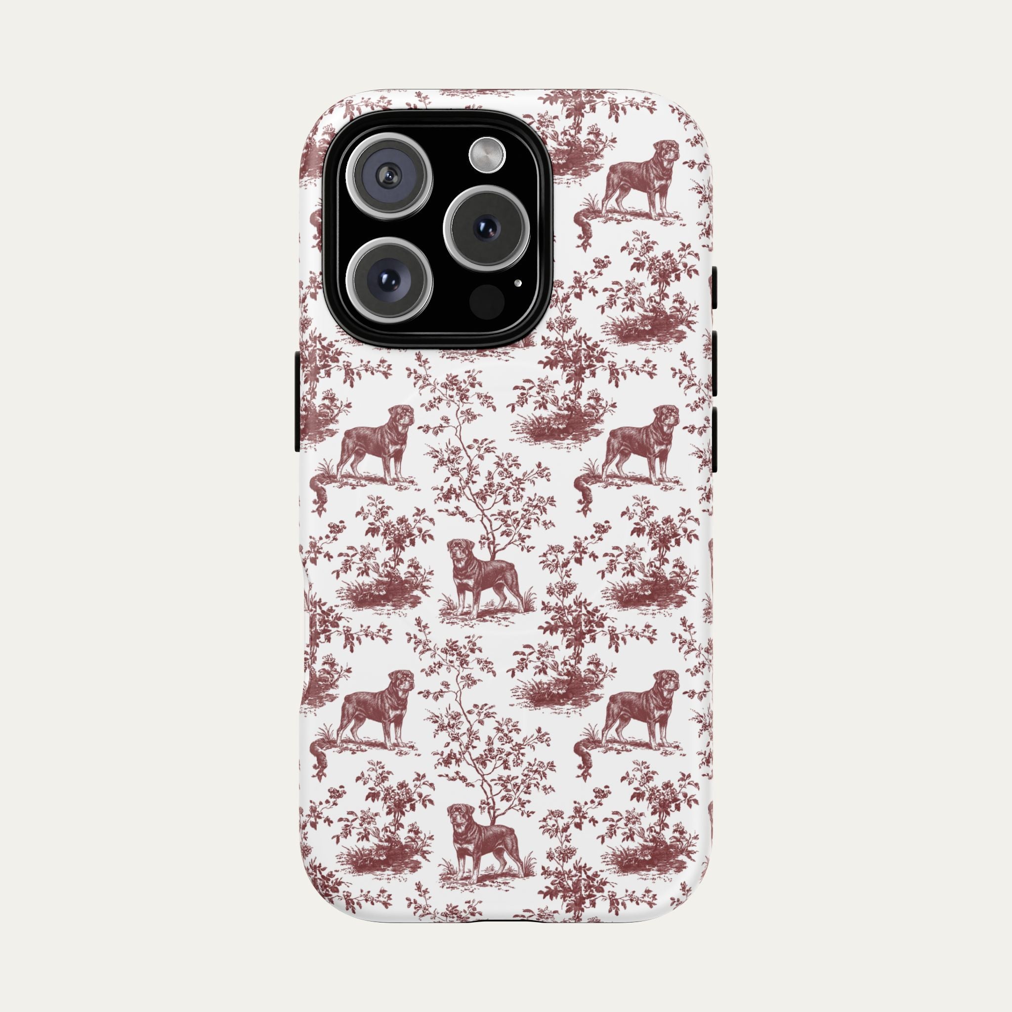 Rottweiler Burgundy Toile phone Case