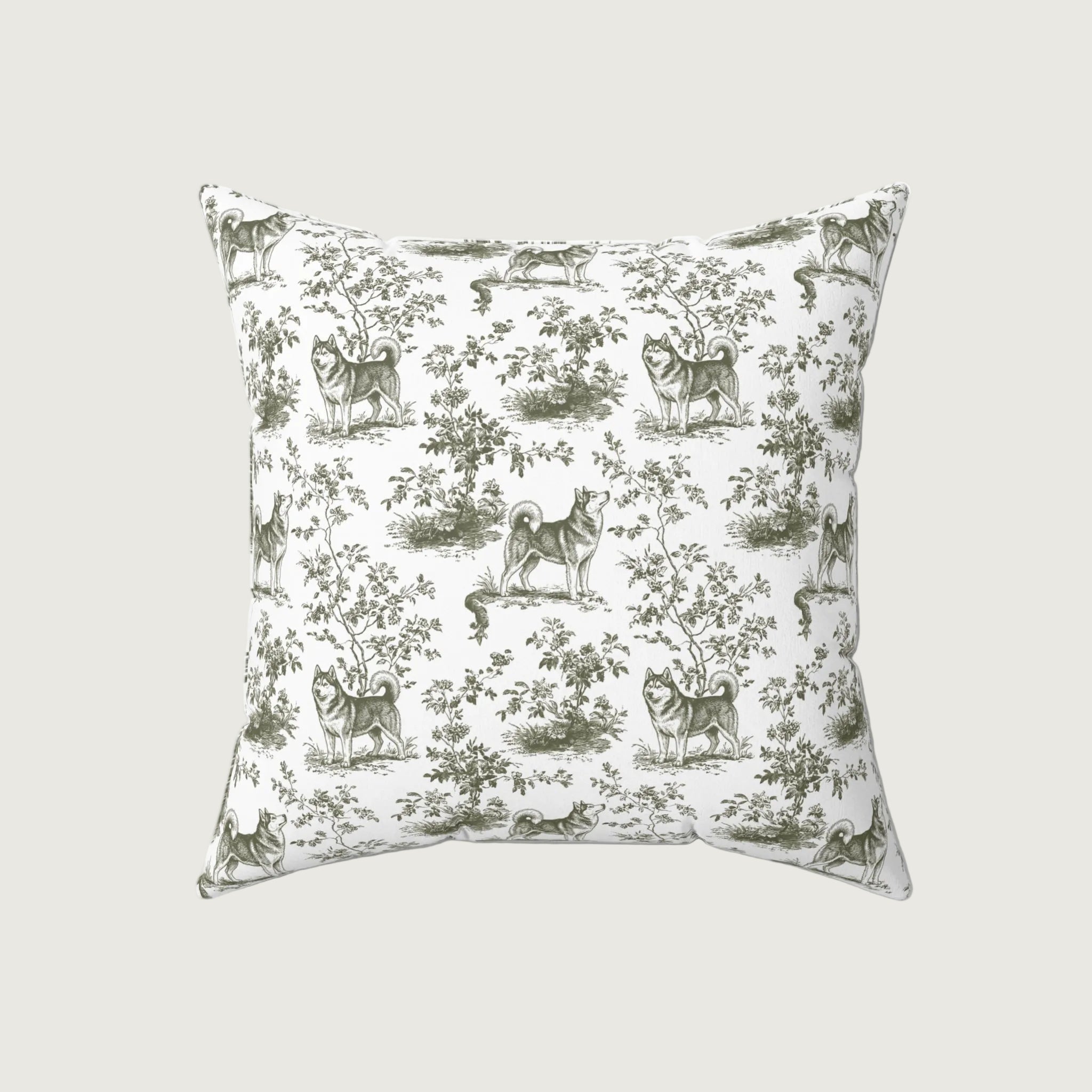 Dog Sage Green French Toile Pillow