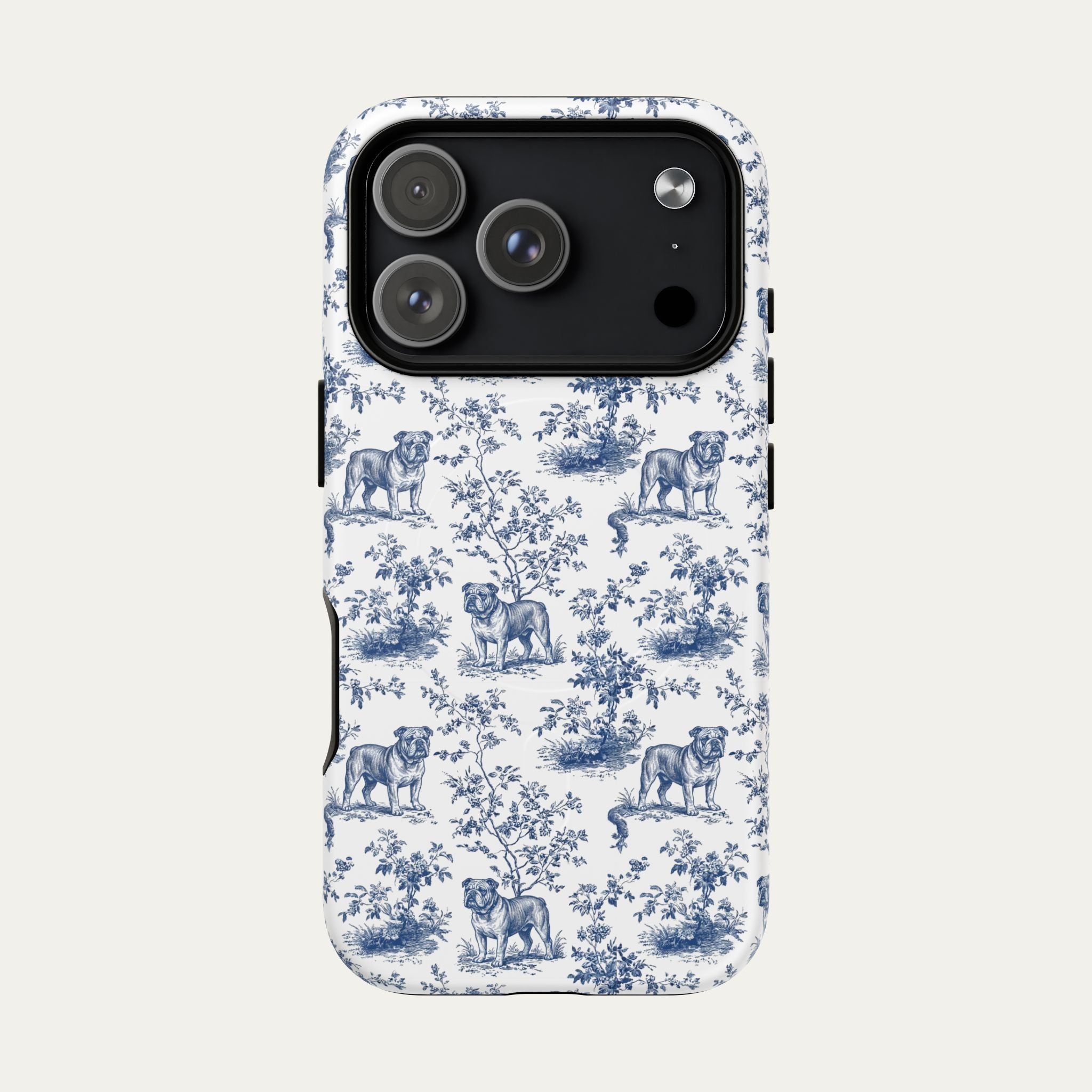 English Bulldog Blue Toile Phone case
