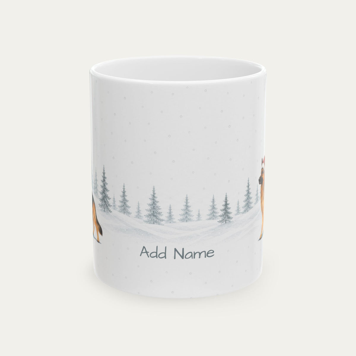 Custom German Shepherd Black and Tan  Christmas Santa Hat Mug