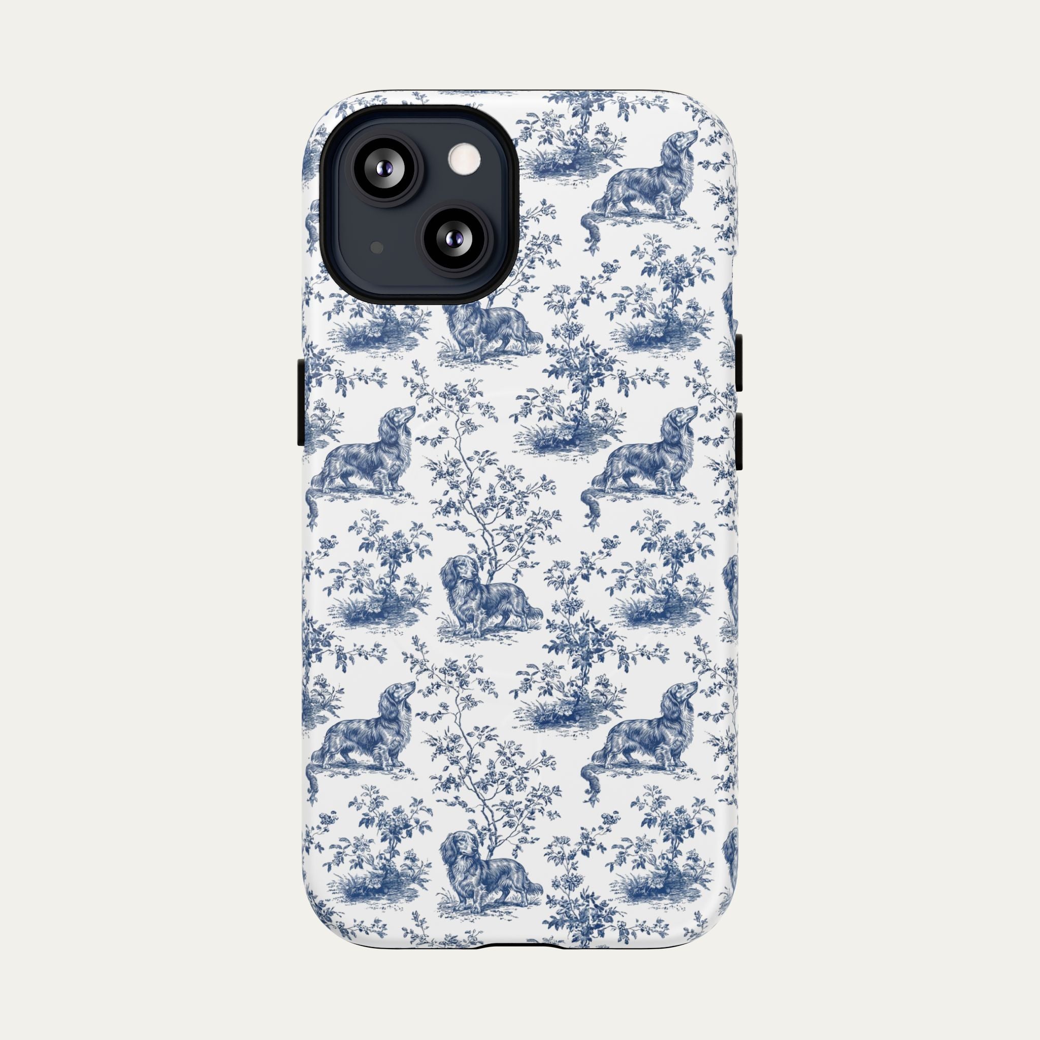 Dachshund Longhaired Blue Toile Phone case