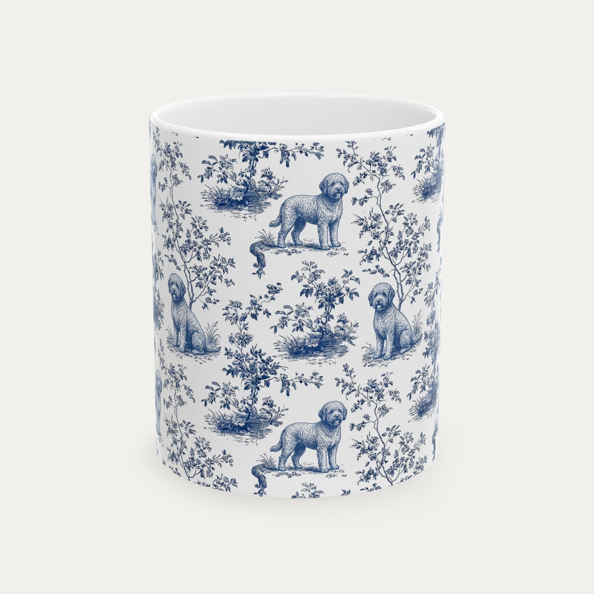 Spanish Water Dog Blue Toile Mug
