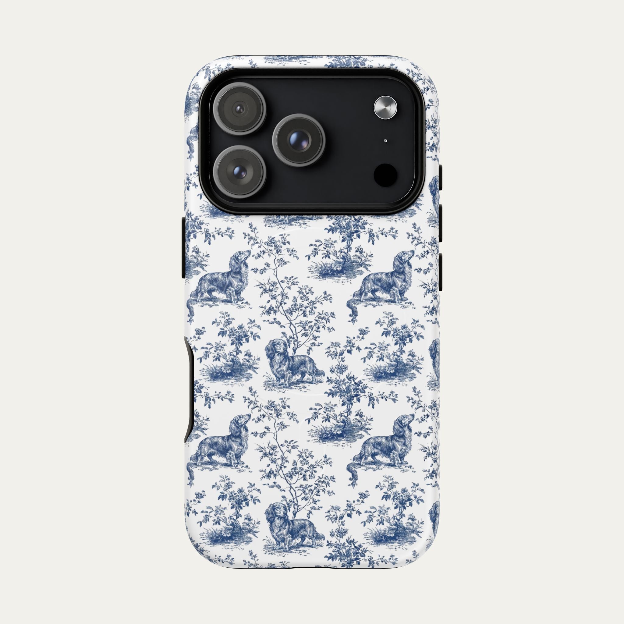 Dachshund Longhaired Blue Toile Phone case