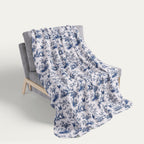 Siamese Cat Toile De Jouy Fleece Blanket