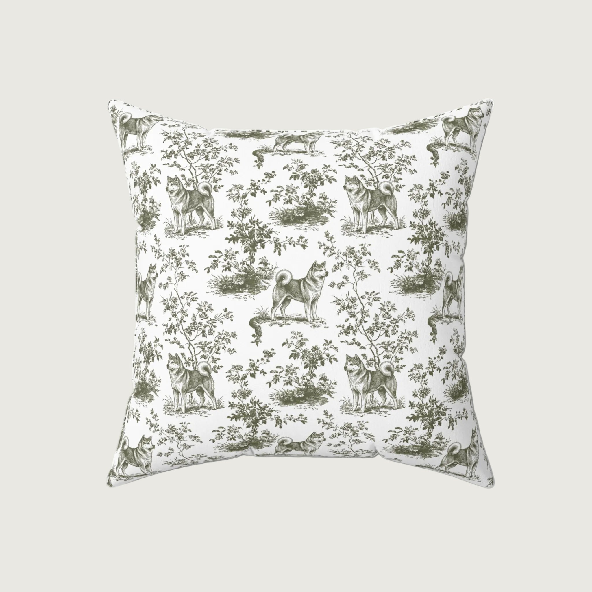 Dog Sage Green French Toile Pillow