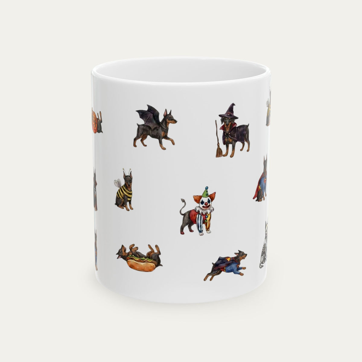 Doberman Black and tan Halloween mug