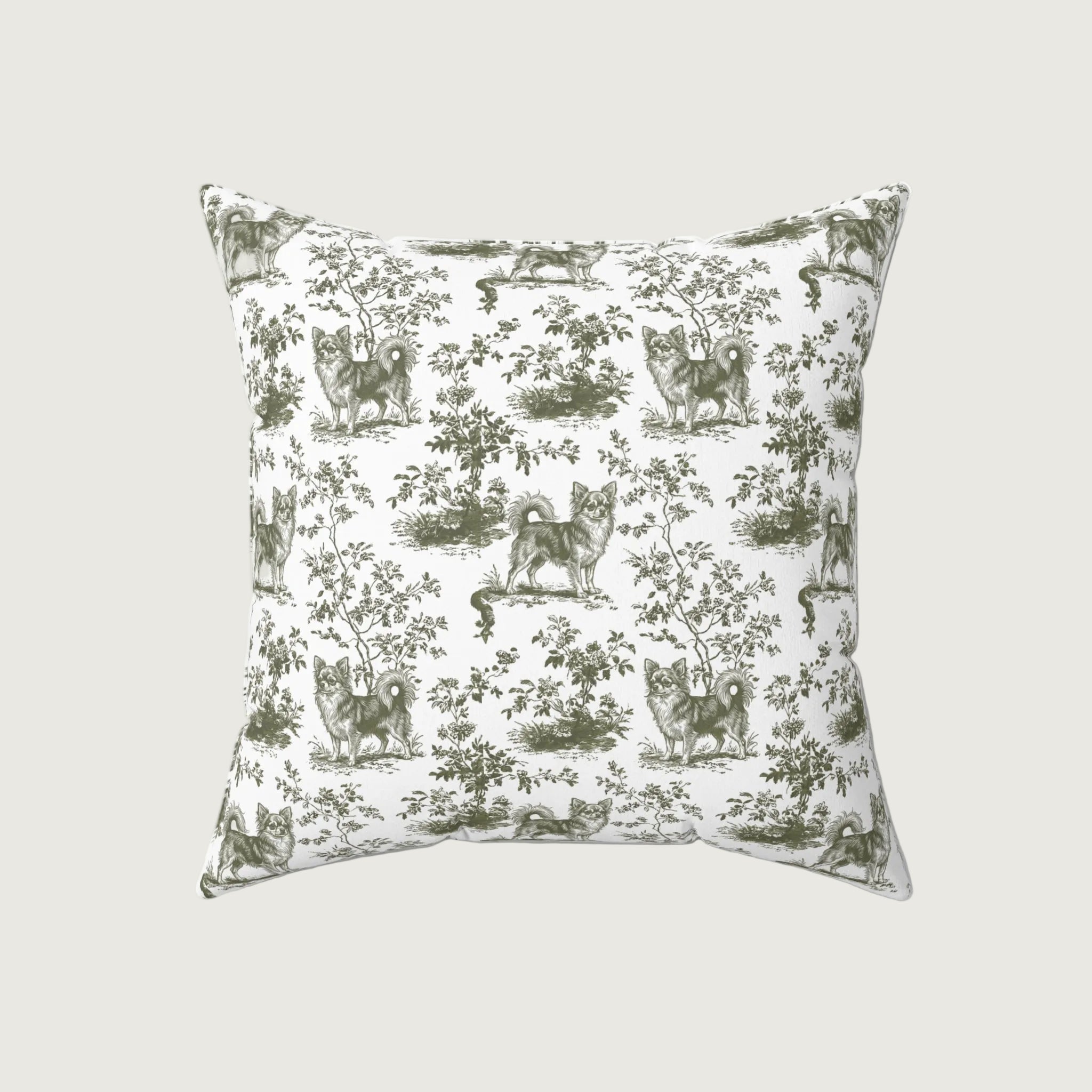 Dog Sage Green French Toile Pillow