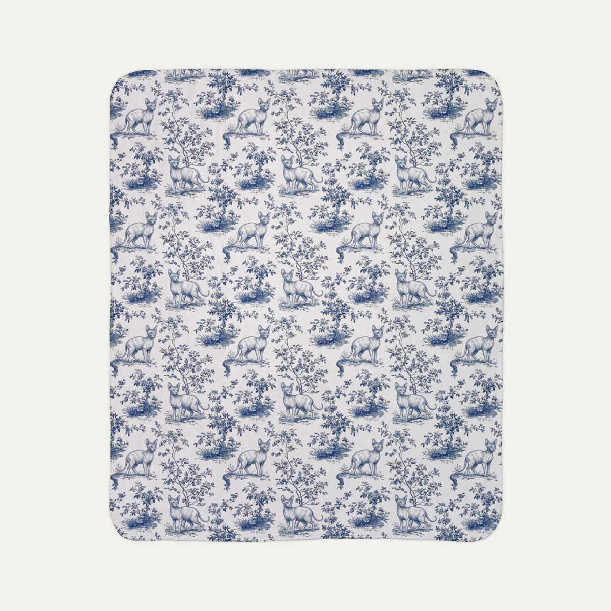 Sphynx Cat Toile De Jouy Fleece Blanket