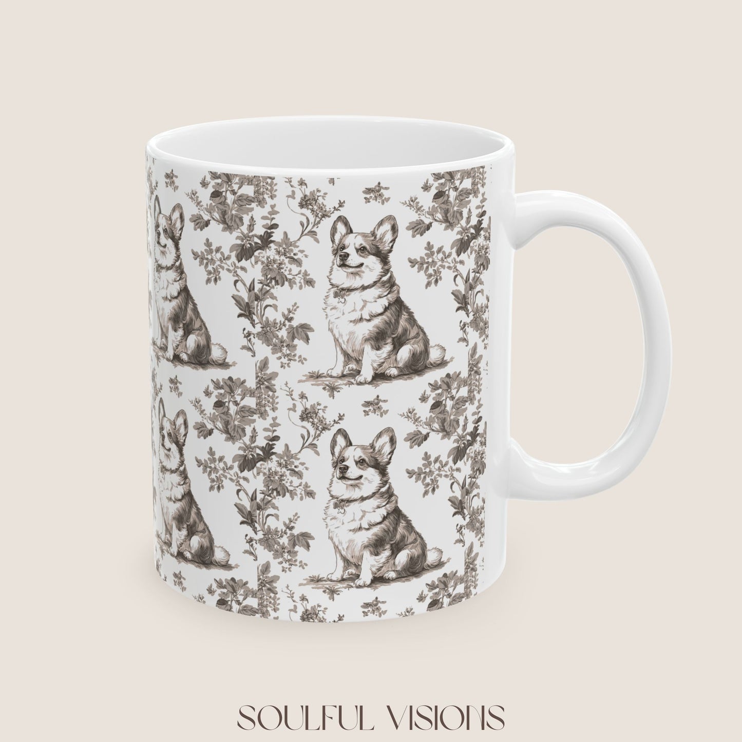 Corgi Toile De Jouy Mug