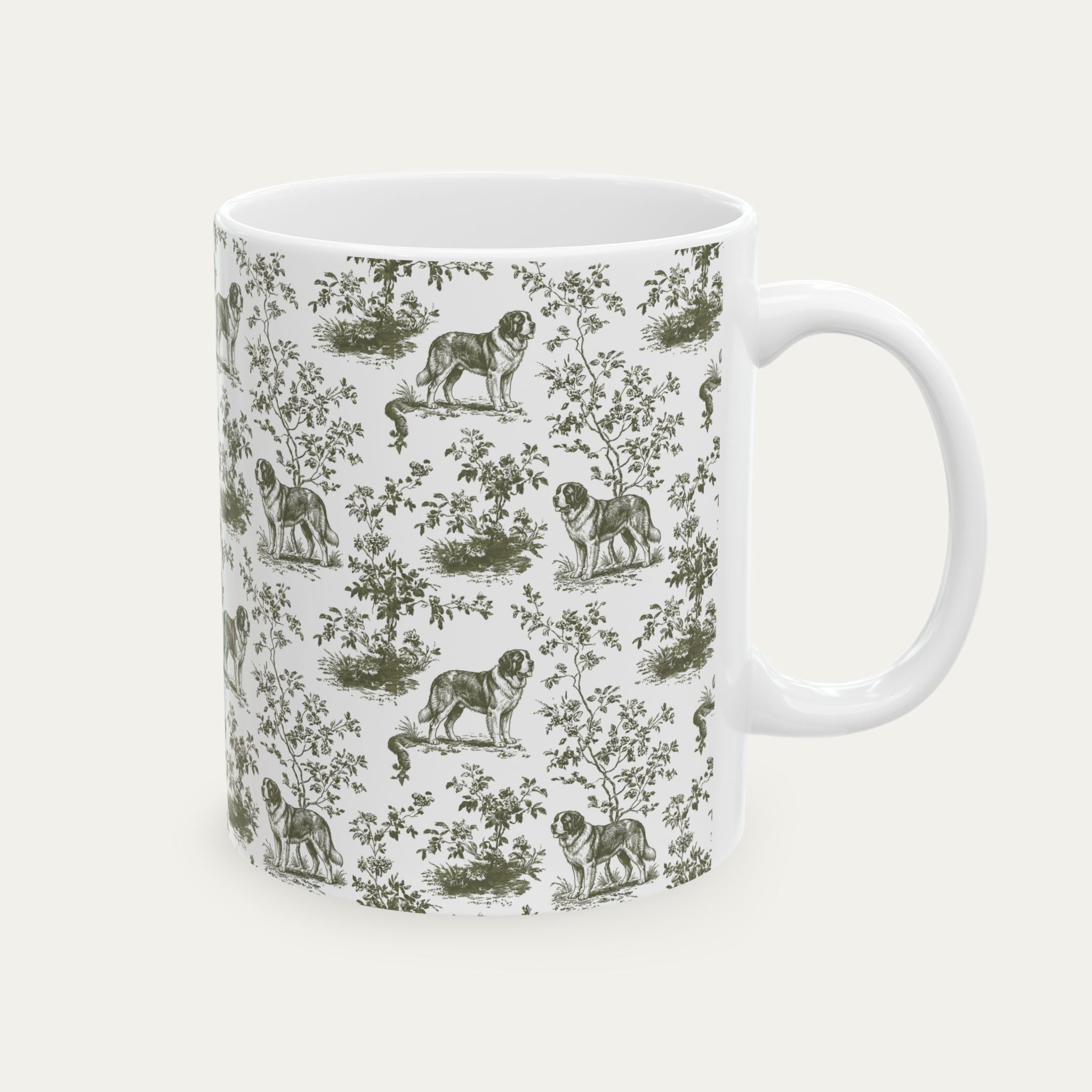 Saint Bernard Sage Green Toile Mug