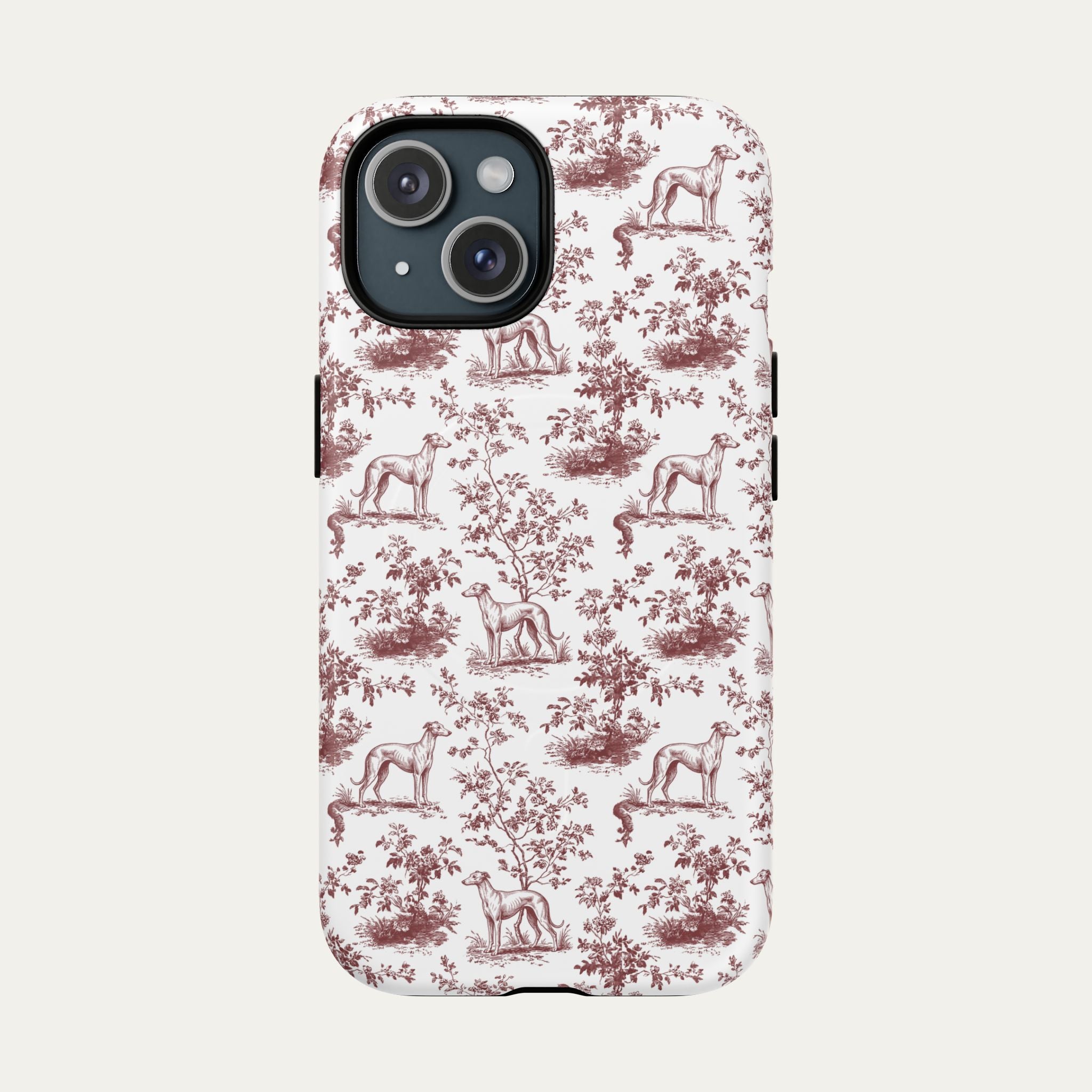 Greyhound Burgundy Toile phone Case