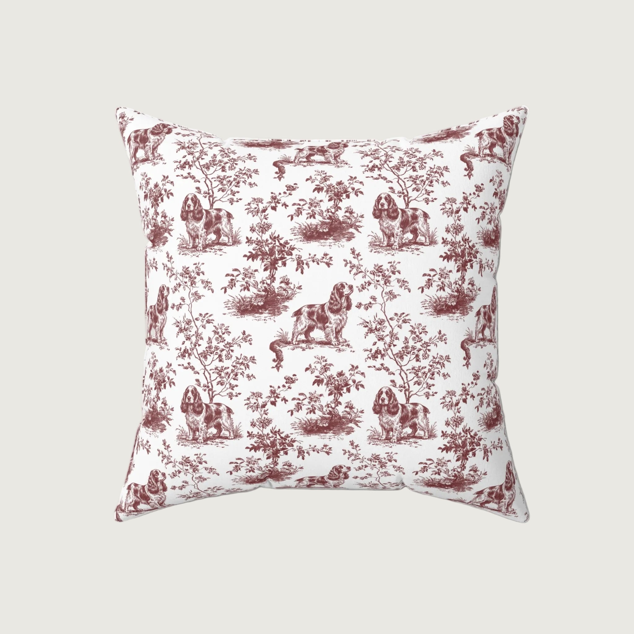 Dog Burgundy French Toile Pillow