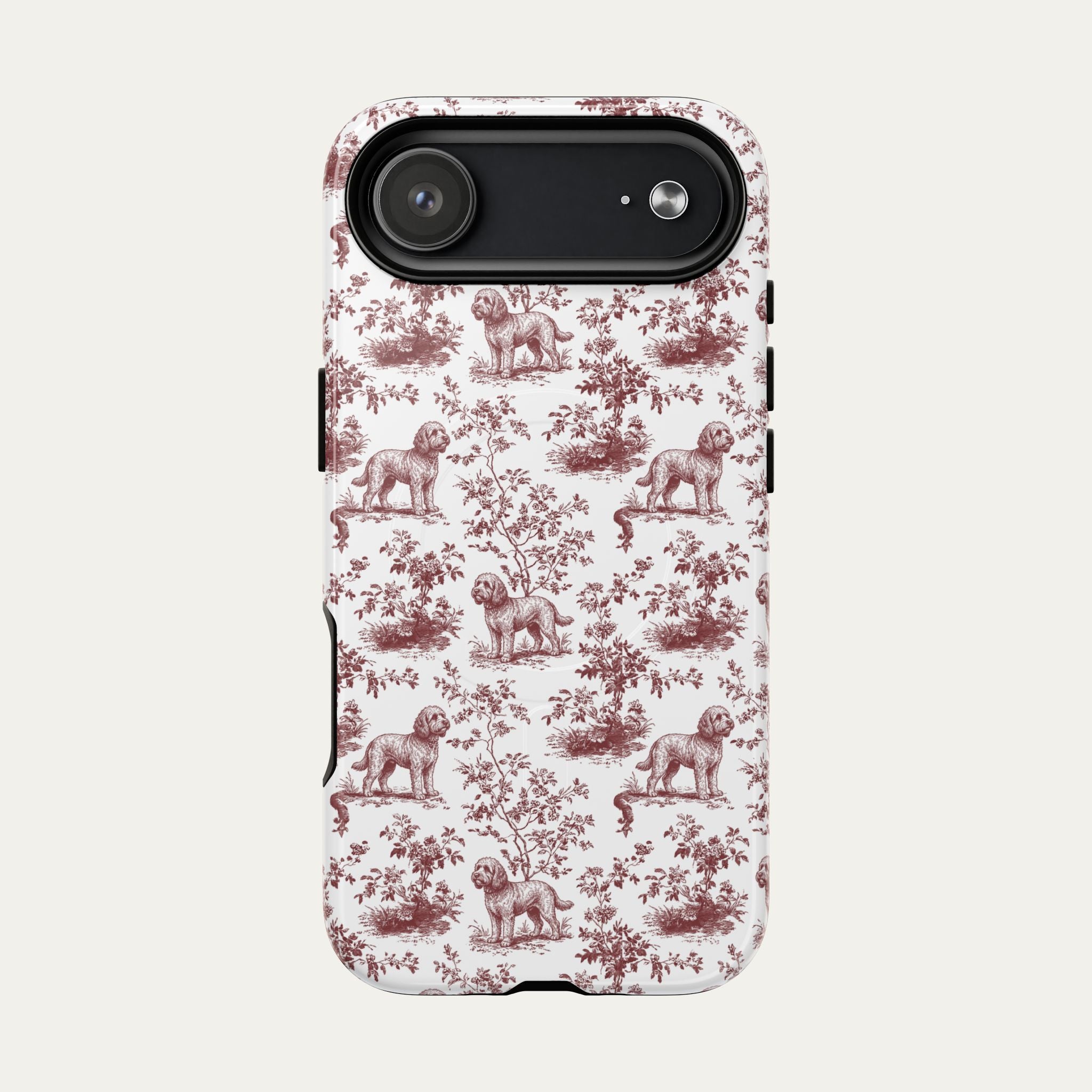 Cockapoo Burgundy Toile phone Case