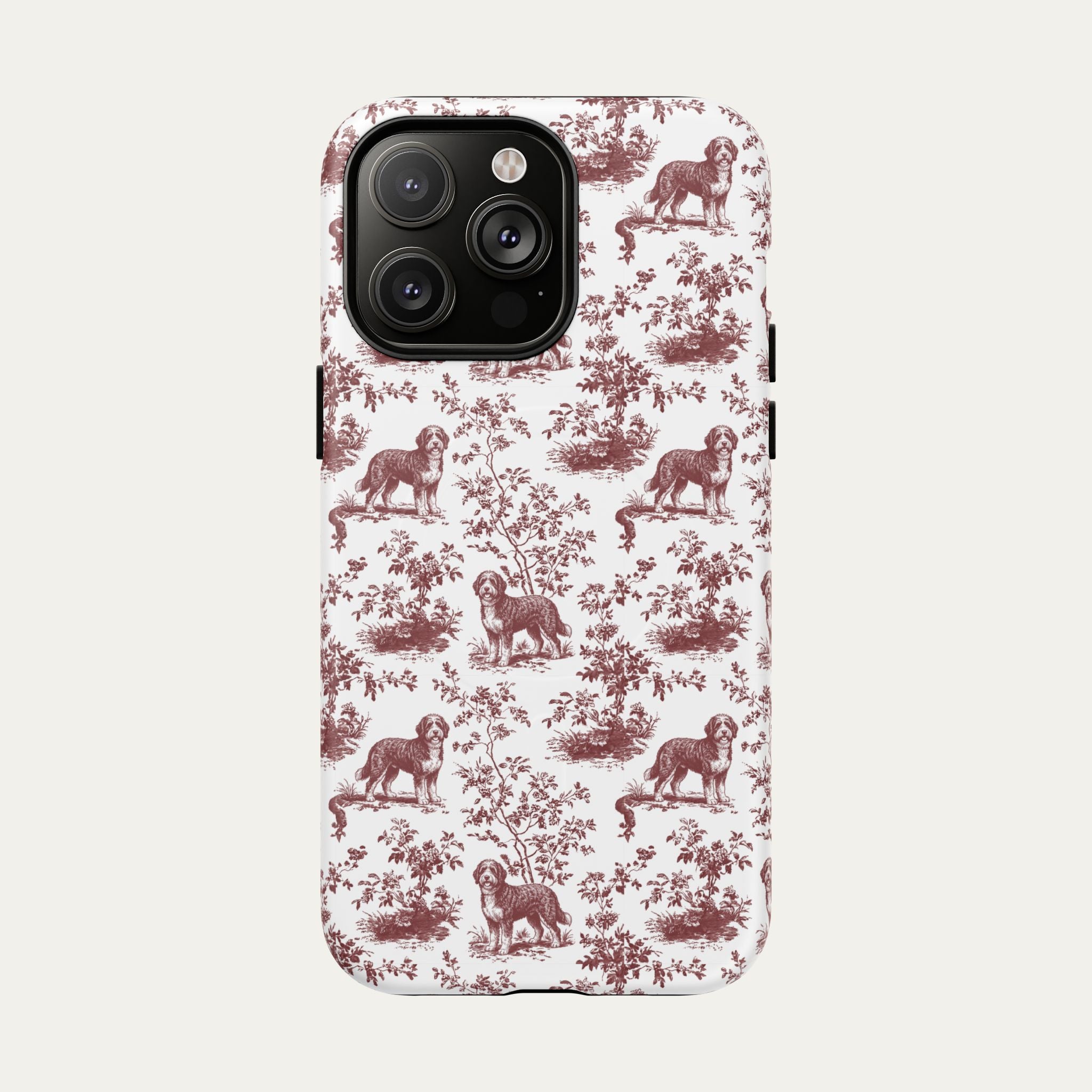 Bernedoodle Burgundy Toile phone Case