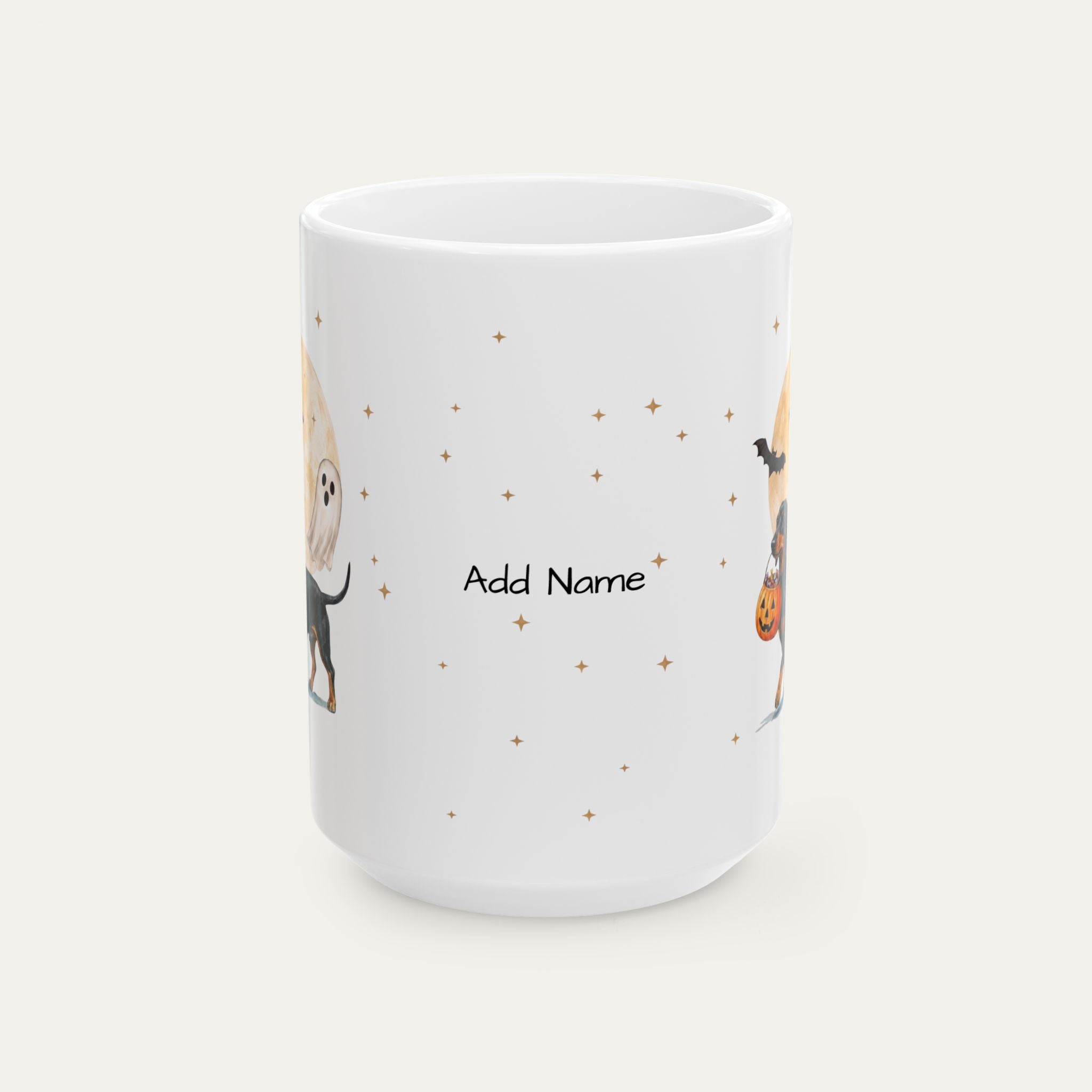Custom Dachshund SH Black and Tan Halloween mug