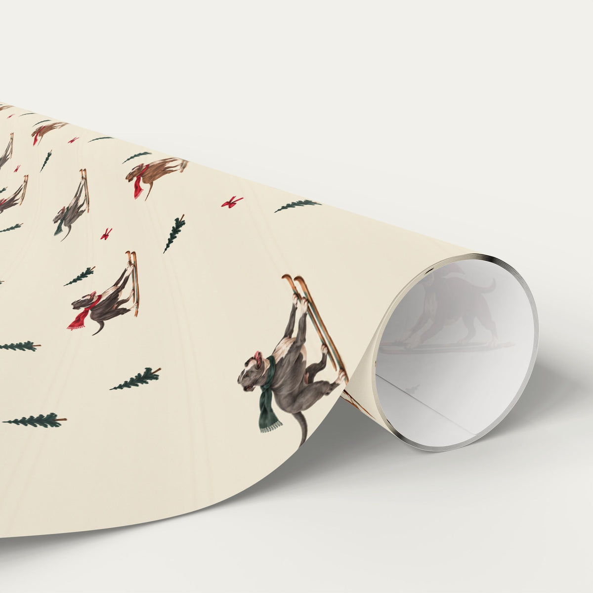 Pit Bull Christmas Skiing Wrapping Paper