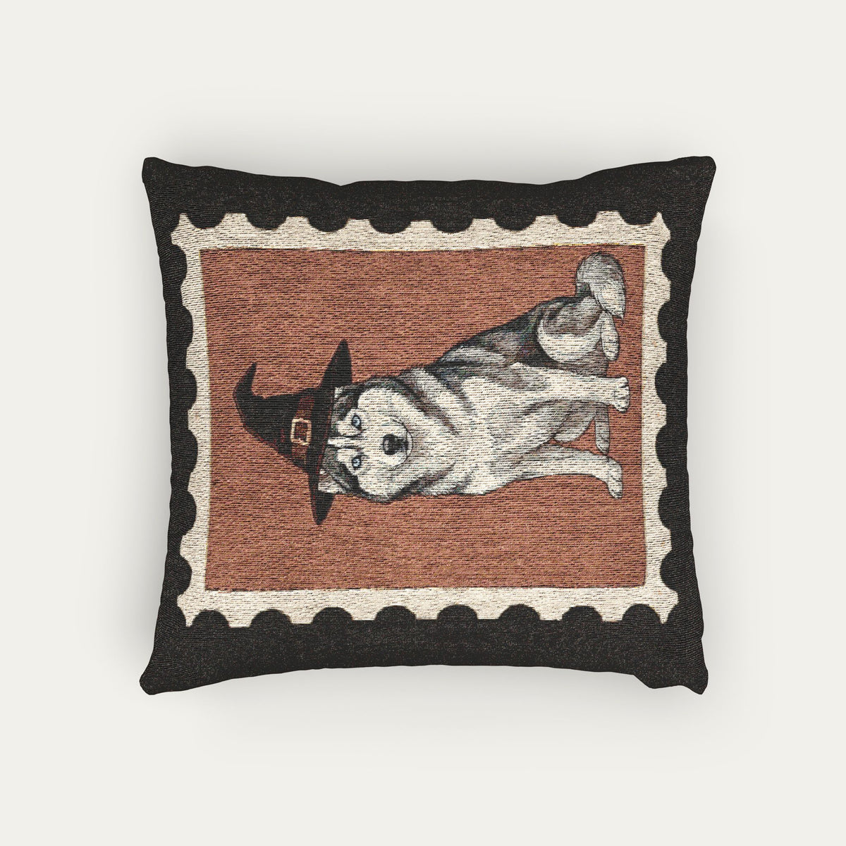 Husky Halloween Woven Pillow