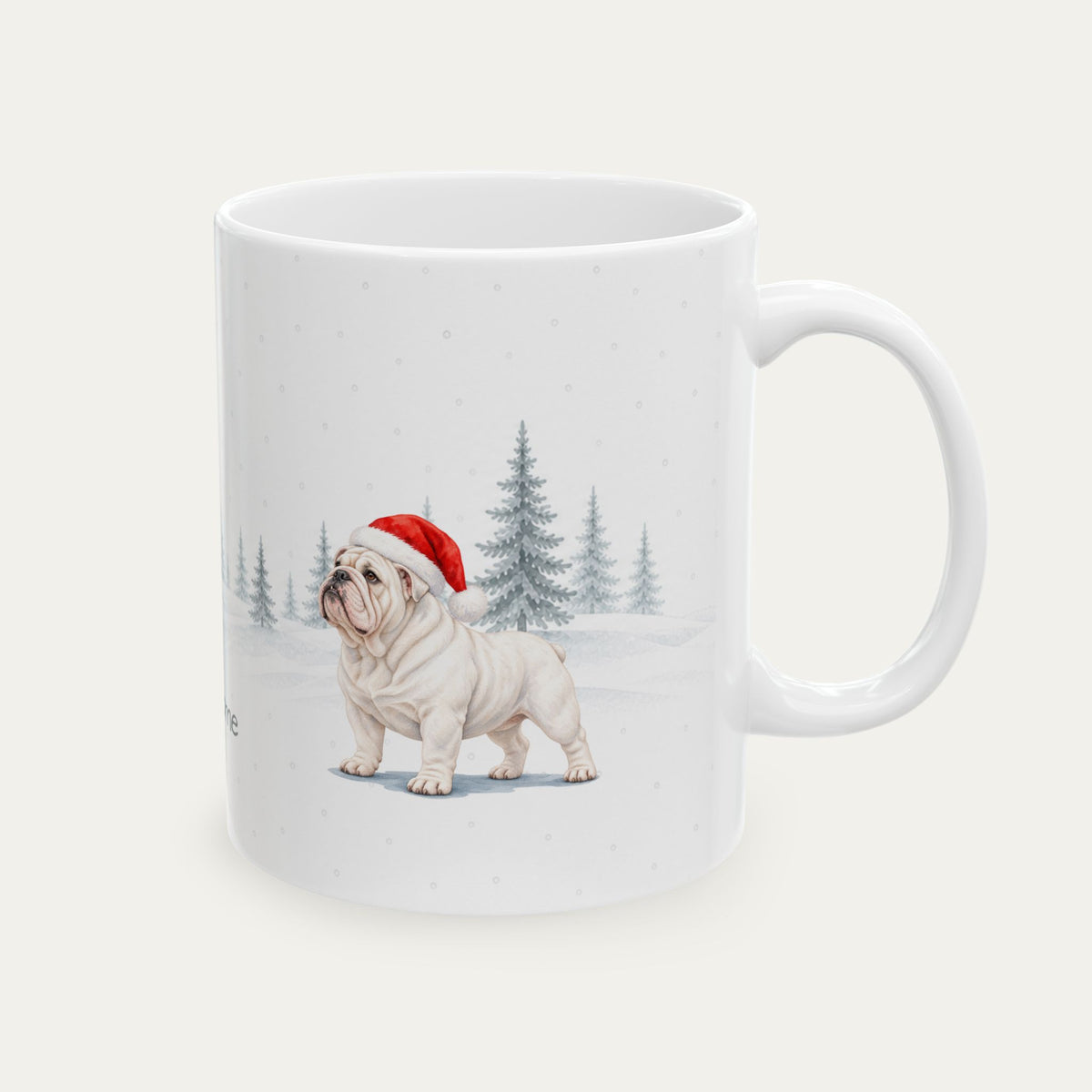 Custom English Bulldog White Christmas Santa Hat Mug