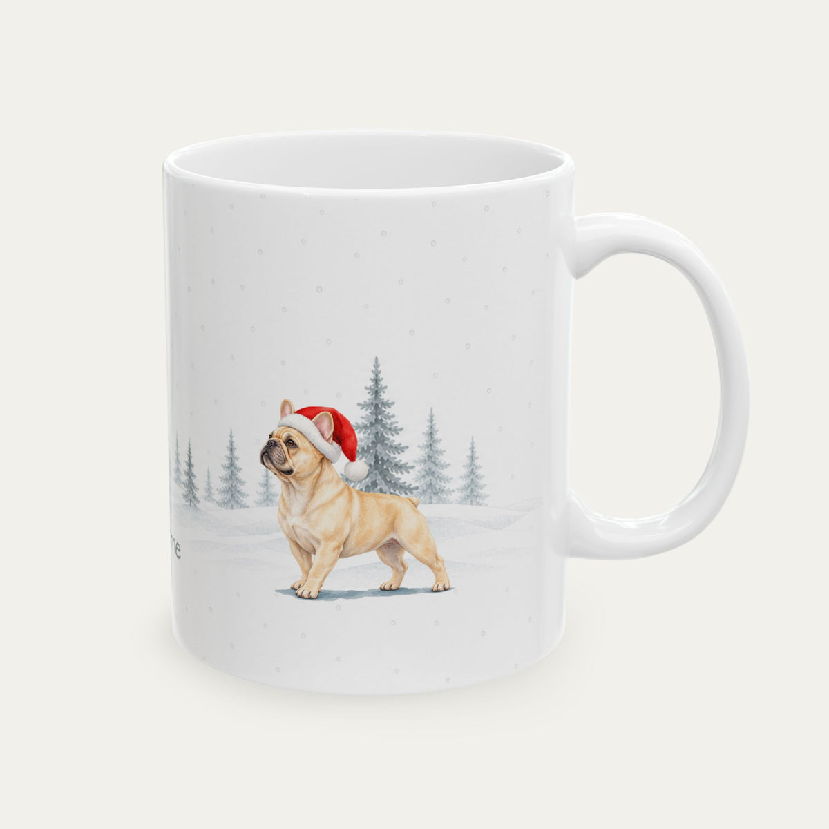 Custom French Bulldog Cream  Christmas Santa Hat Mug