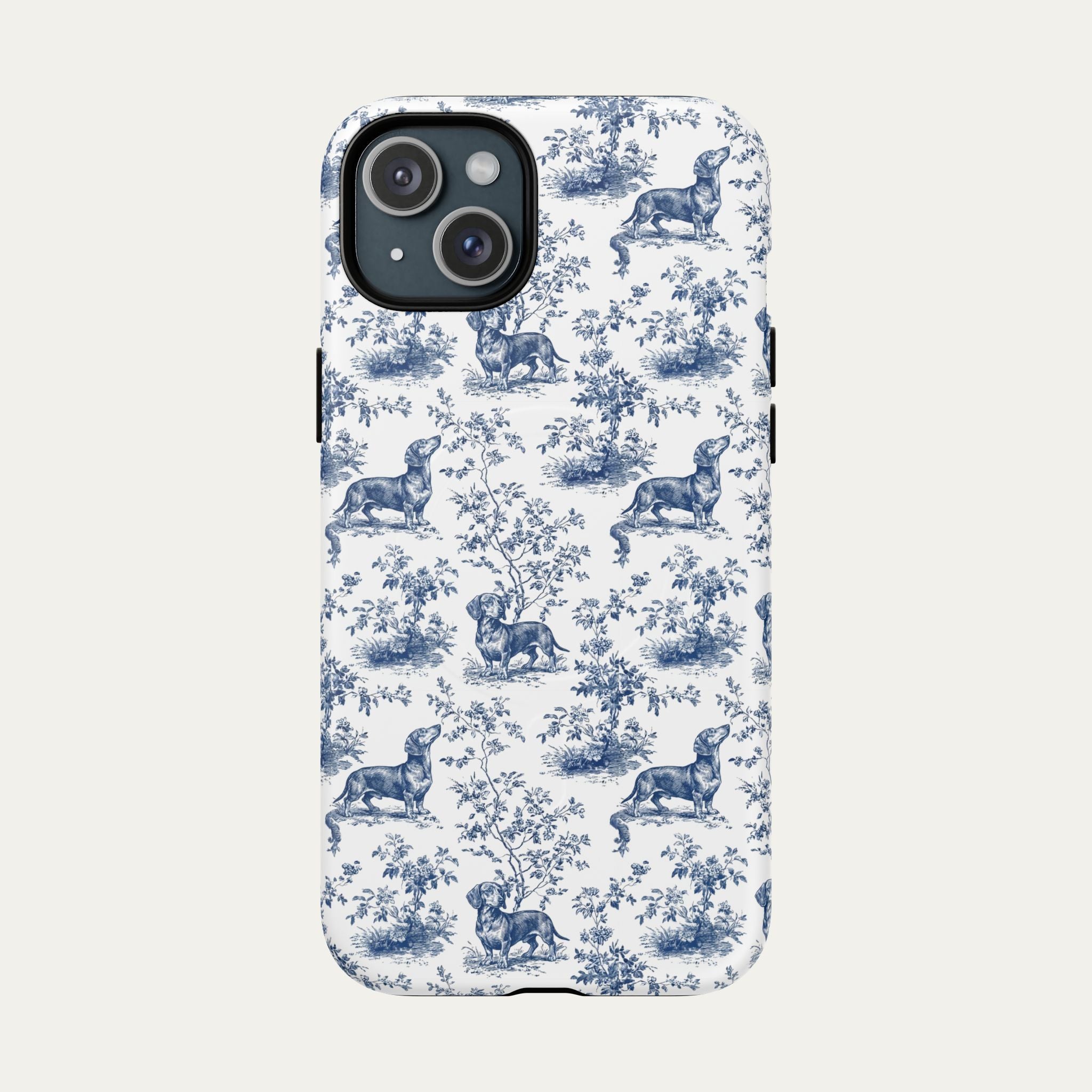 Dachshund Shorthaired Blue Toile Phone case