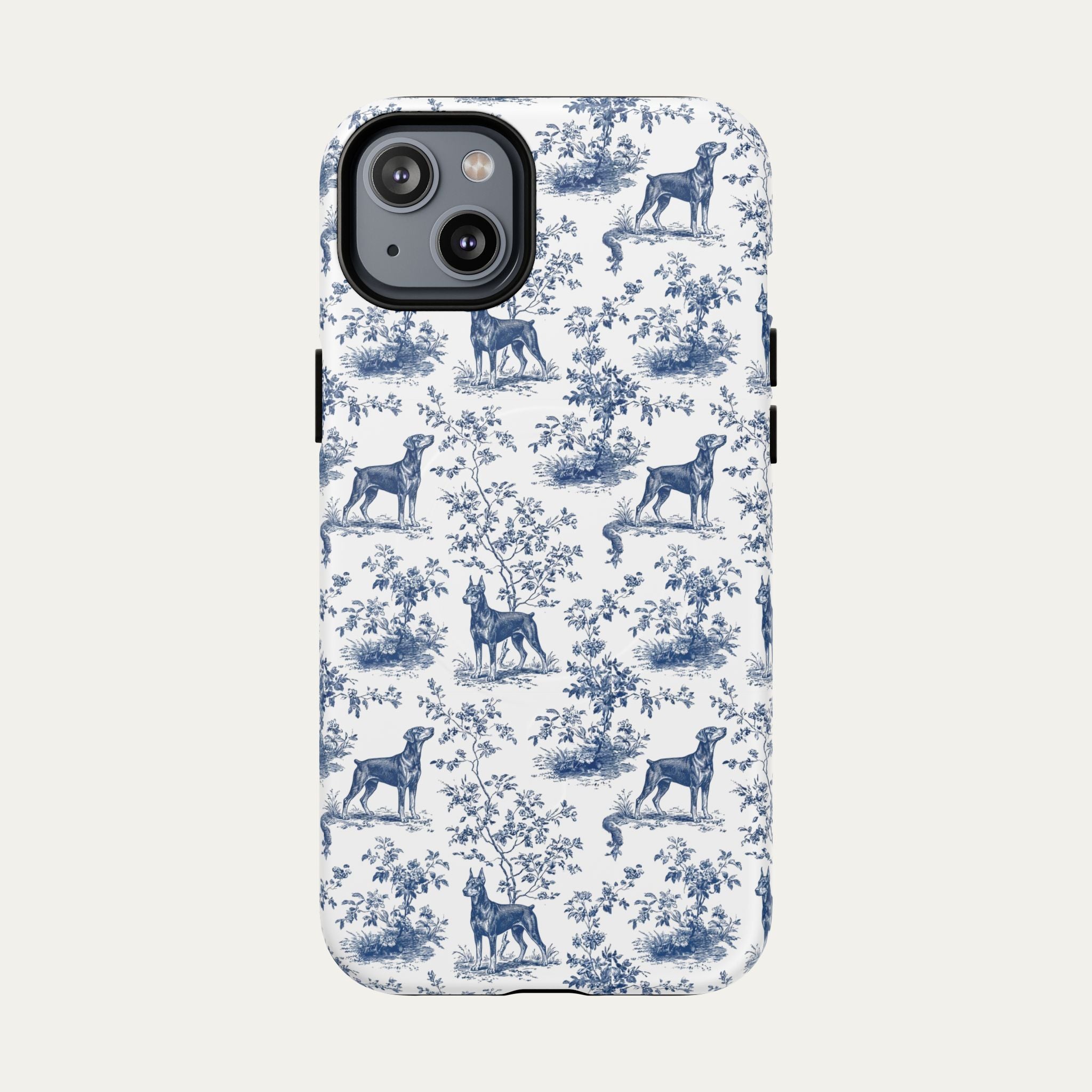 Doberman Blue Toile Phone case