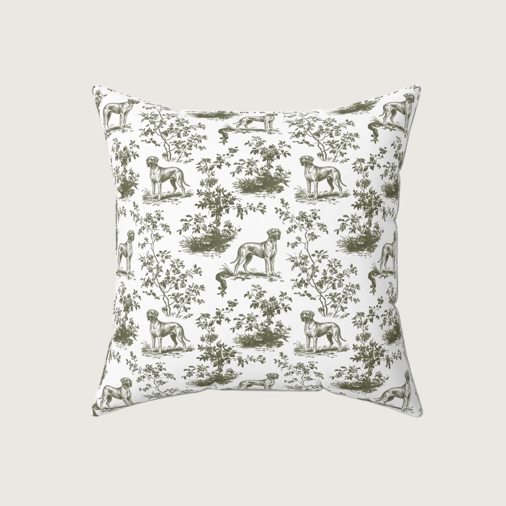 Dog Sage Green French Toile Pillow