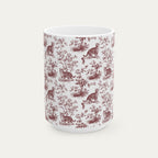Tabby Cat Burgundy Toile Mug