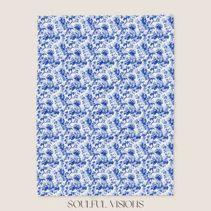 Cavapoo French Toile De Jouy Blanket