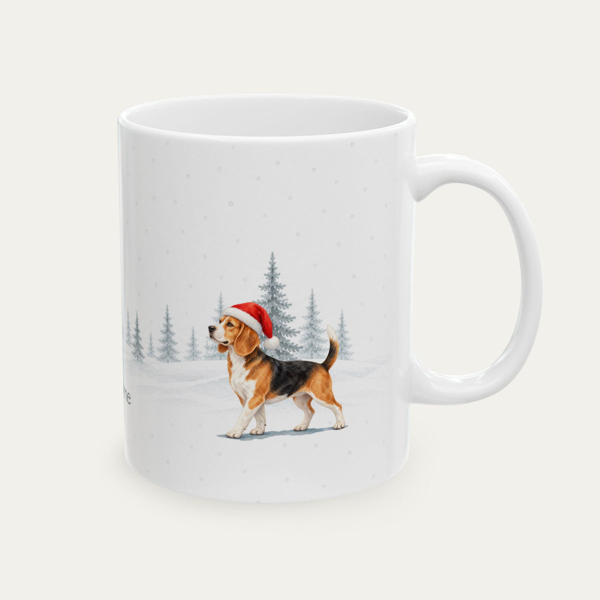 Custom Beagle Tri Color Chistmas Santa Hat Mug