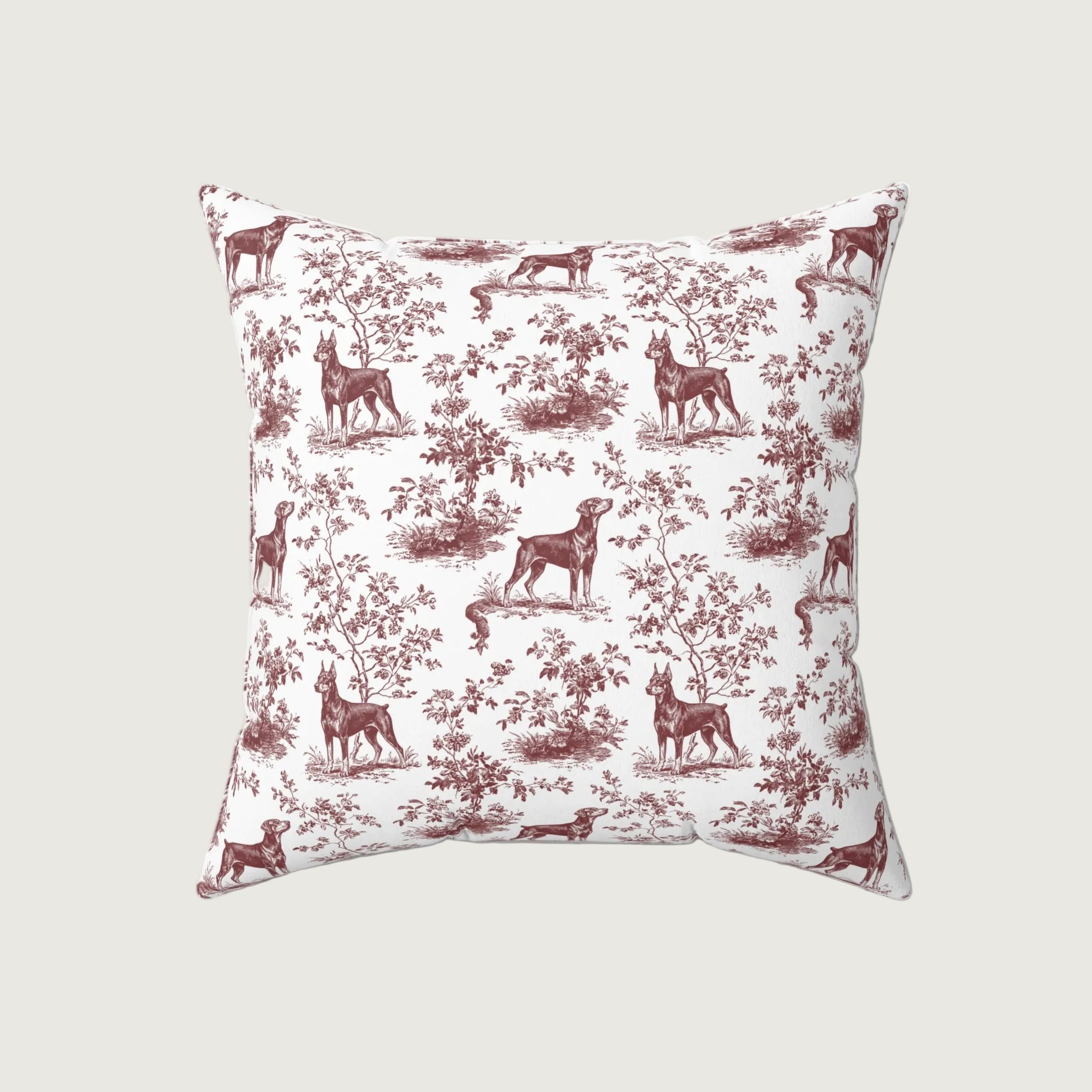 Dog Burgundy French Toile Pillow