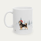 Custom Shiba Inu Black and Tan Christmas Santa Hat Mug